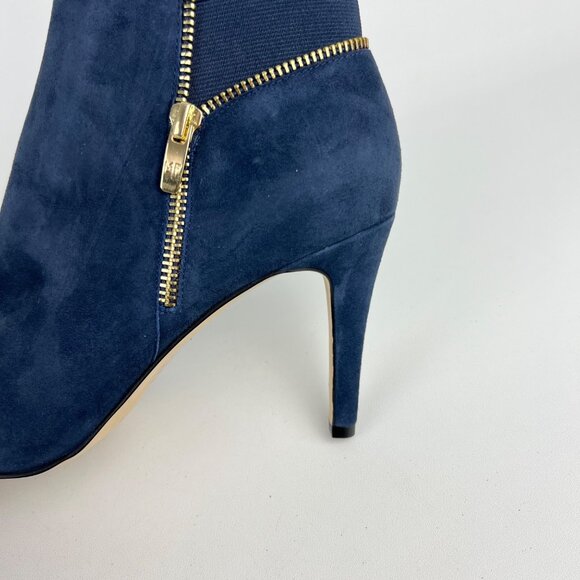 Marc Fisher Womens Serenity Peep Toe Booties Blue Suede Zip Detail size 10W Wide - Picture 12 of 16